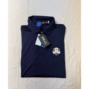RLX Ralph Lauren USA 2023 Ryder Cup Golf Men’s polo shirt size L navy blue NWT